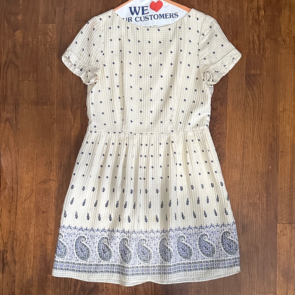 Madewell Cream and Blue paisley A line Dress